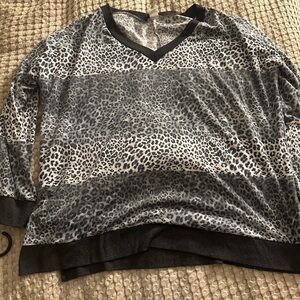 Sew In Love Gray Leopard Print Top